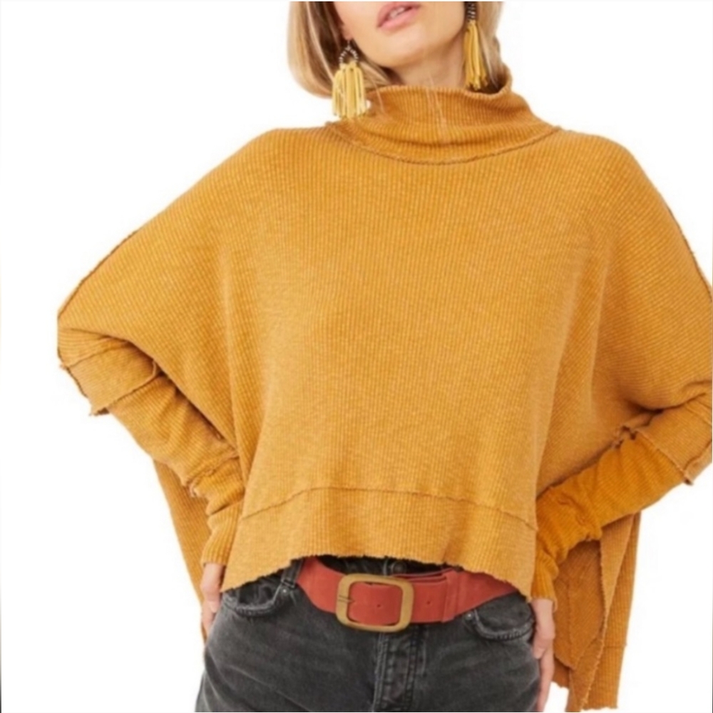 Free People Moon Daisy Pullover Women's Size Small in Sunbaby Oversized Cropped